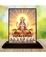 Car Dashboard Surya Wooden Photo Stand  3x4 Inches, Compact & Stylish Spiritual Display For Car, Home & Office (Pack Of 1) (F49511)
