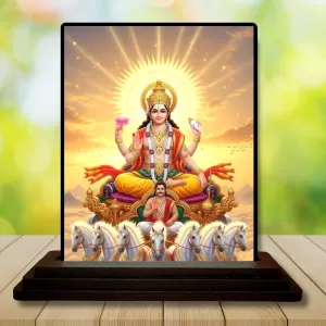 Car Dashboard Surya Wooden Photo Stand  3x4 Inches, Compact & Stylish Spiritual Display For Car, Home & Office (Pack Of 1) (F49511)