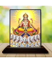 Car Dashboard Surya Wooden Photo Stand  3x4 Inches, Compact & Stylish Spiritual Display For Car, Home & Office (Pack Of 1) (F49512)