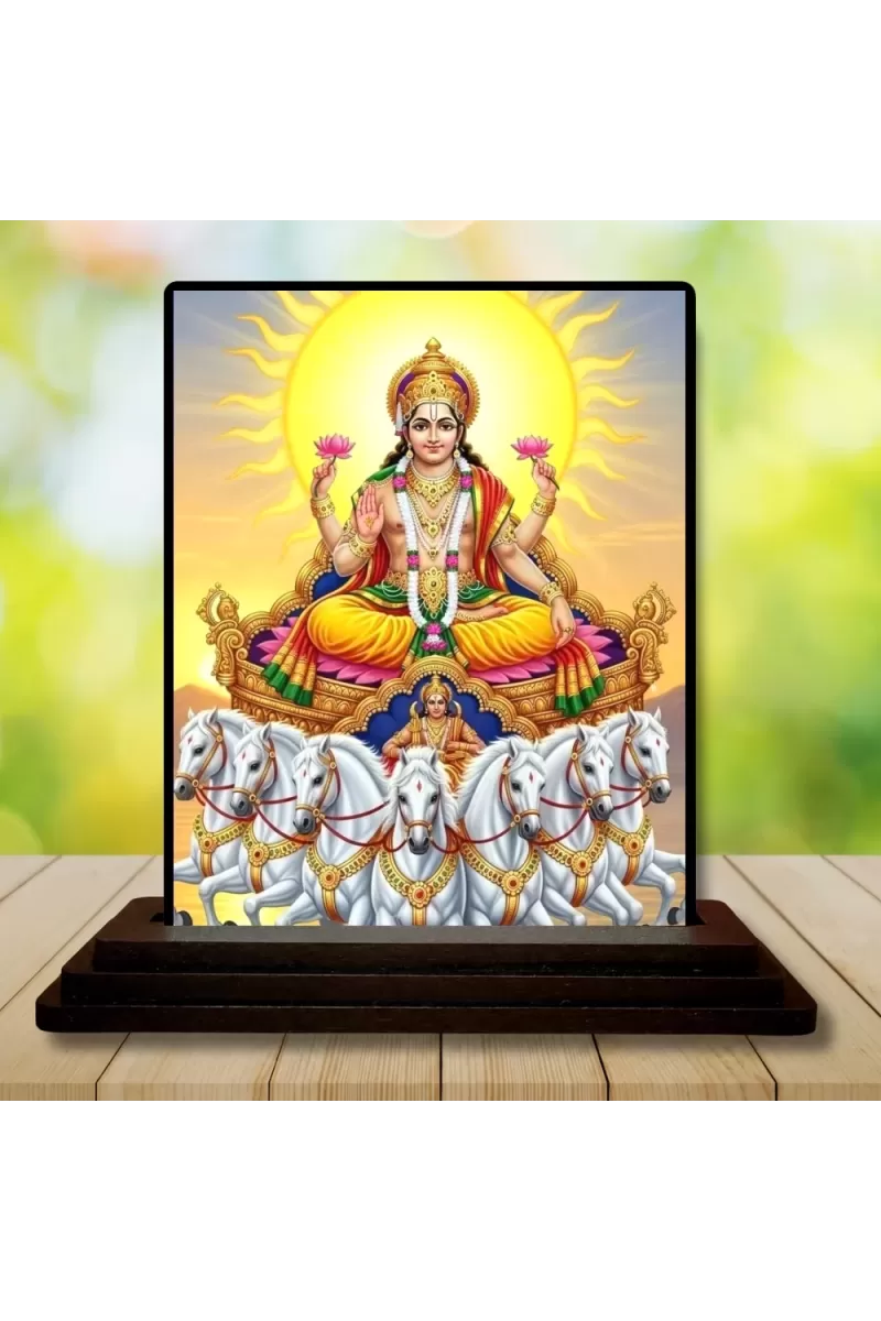 Car Dashboard Surya Wooden Photo Stand  3x4 Inches, Compact & Stylish Spiritual Display For Car, Home & Office (Pack Of 1) (F49512)