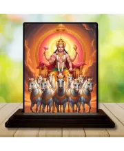 Car Dashboard Surya Wooden Photo Stand  3x4 Inches, Compact & Stylish Spiritual Display For Car, Home & Office (Pack Of 1) (F49513)