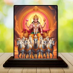 Car Dashboard Surya Wooden Photo Stand  3x4 Inches, Compact & Stylish Spiritual Display For Car, Home & Office (Pack Of 1) (F49513)