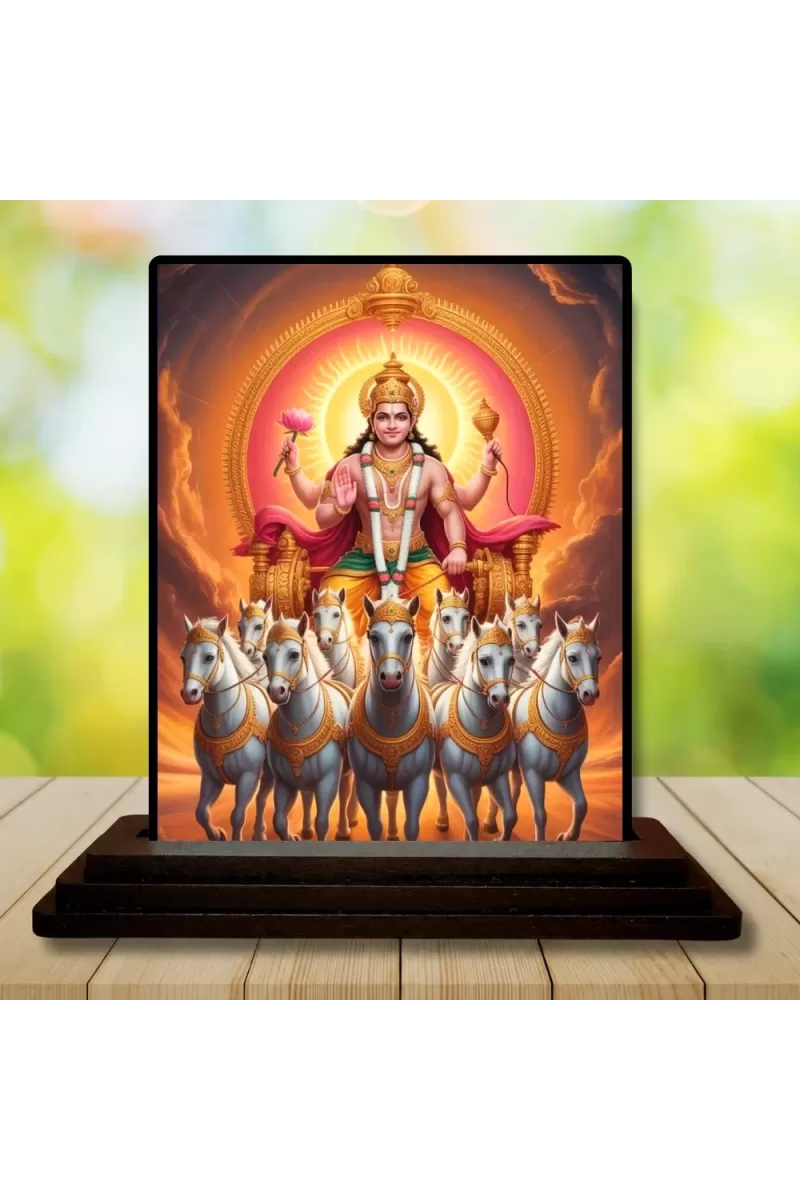 Car Dashboard Surya Wooden Photo Stand  3x4 Inches, Compact & Stylish Spiritual Display For Car, Home & Office (Pack Of 1) (F49513)