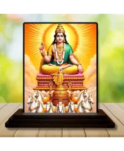 Car Dashboard Surya Wooden Photo Stand  3x4 Inches, Compact & Stylish Spiritual Display For Car, Home & Office (Pack Of 1) (F49514)