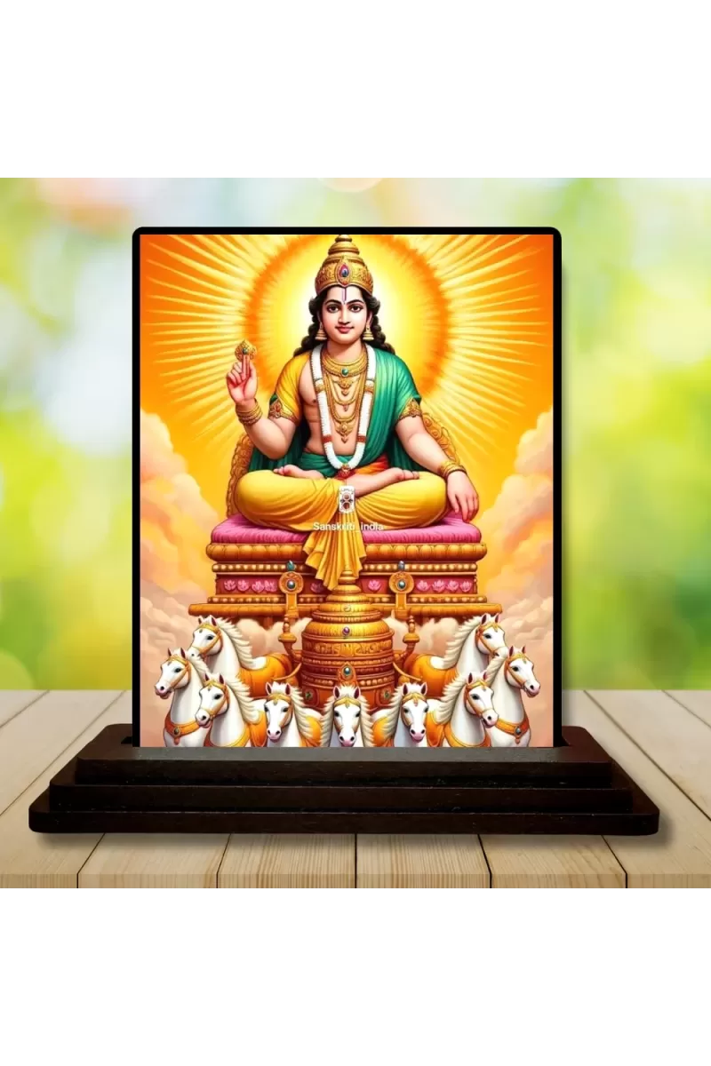 Car Dashboard Surya Wooden Photo Stand  3x4 Inches, Compact & Stylish Spiritual Display For Car, Home & Office (Pack Of 1) (F49514)