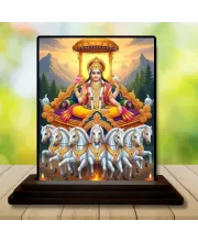 Car Dashboard Surya Wooden Photo Stand  3x4 Inches, Compact & Stylish Spiritual Display For Car, Home & Office (Pack Of 1) (F49515)