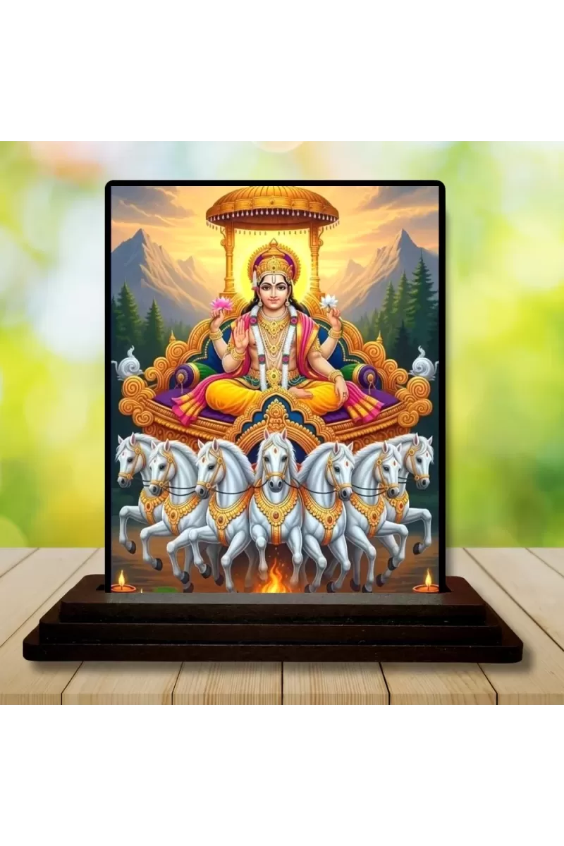Car Dashboard Surya Wooden Photo Stand  3x4 Inches, Compact & Stylish Spiritual Display For Car, Home & Office (Pack Of 1) (F49515)
