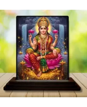 Car Dashboard Lakshmi Wooden Photo Stand  3x4 Inches, Compact & Stylish Spiritual Display For Car, Home & Office (Pack Of 1) (F49517)