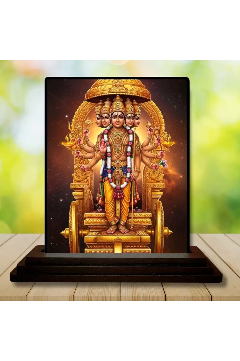 Car Dashboard Brahma Wooden Photo Stand  3x4 Inches, Compact & Stylish Spiritual Display For Car, Home & Office (Pack Of 1) (F49518)