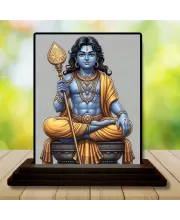 Car Dashboard Lord Shiva Wooden Photo Stand  3x4 Inches, Compact & Stylish Spiritual Display For Car, Home & Office (Pack Of 1) (F49519)