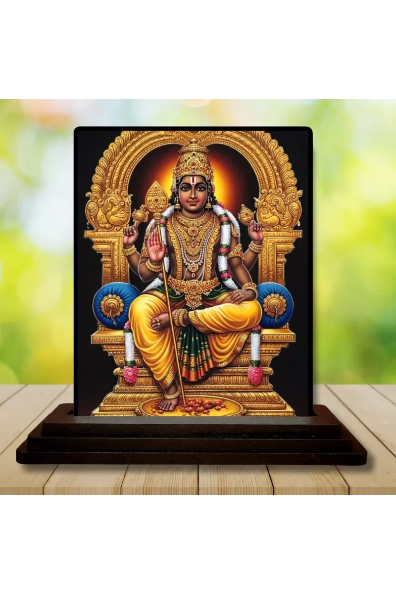 Car Dashboard Ayodhya Pati Lord Rama Wooden Photo Stand  3x4 Inches, Compact & Stylish Spiritual Display For Car, Home & Office (Pack Of 1) (F49520)