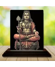 Car Dashboard Lord Shiva Wooden Photo Stand  3x4 Inches, Compact & Stylish Spiritual Display For Car, Home & Office (Pack Of 1) (F49522)