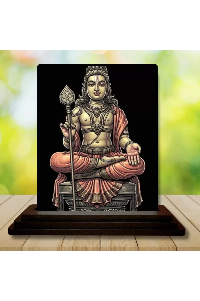 Car Dashboard Lord Shiva Wooden Photo Stand  3x4 Inches, Compact & Stylish Spiritual Display For Car, Home & Office (Pack Of 1) (F49522)