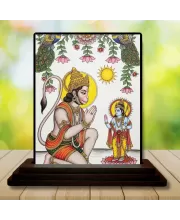Car Dashboard Hanuman Wooden Photo Stand  3x4 Inches, Compact & Stylish Spiritual Display For Car, Home & Office (Pack Of 1) (F49523)