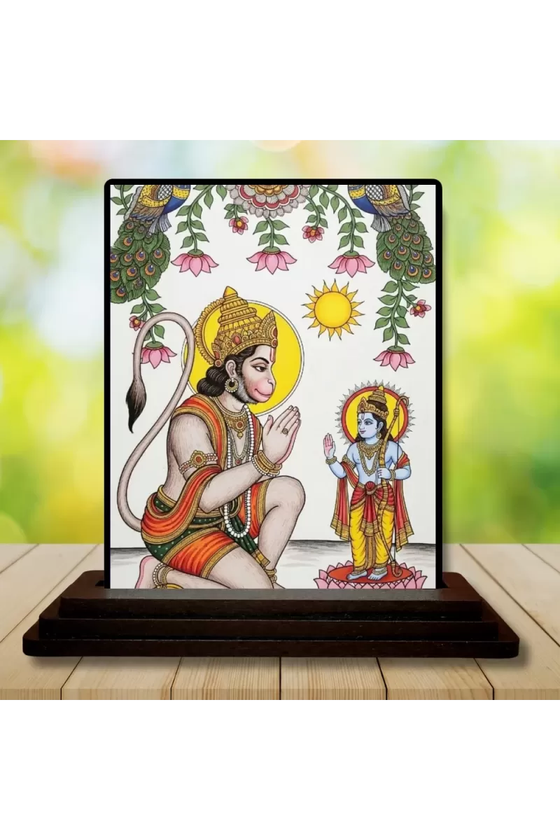 Car Dashboard Hanuman Wooden Photo Stand  3x4 Inches, Compact & Stylish Spiritual Display For Car, Home & Office (Pack Of 1) (F49523)