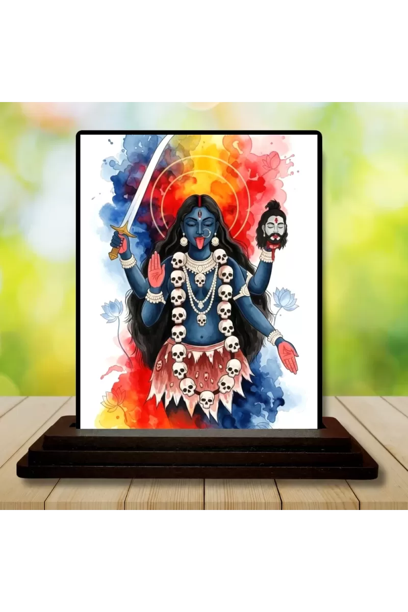 Car Dashboard Kali Wooden Photo Stand  3x4 Inches, Compact & Stylish Spiritual Display For Car, Home & Office (Pack Of 1) (F49524)
