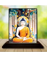 Car Dashboard Buddha Wooden Photo Stand  3x4 Inches, Compact & Stylish Spiritual Display For Car, Home & Office (Pack Of 1) (F49525)