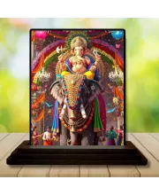 Car Dashboard Ganesha Wooden Photo Stand  3x4 Inches, Compact & Stylish Spiritual Display For Car, Home & Office (Pack Of 1) (F49528)
