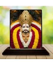 Car Dashboard Khatu Shyam Wooden Photo Stand  3x4 Inches, Compact & Stylish Spiritual Display For Car, Home & Office (Pack Of 1) (F49532)