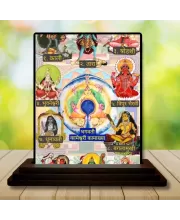 Car Dashboard Navaratri NavGoddess Durga Wooden Photo Stand  3x4 Inches, Compact & Stylish Spiritual Display For Car, Home & Office (Pack Of 1) (F49536)
