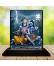 Car Dashboard Krishna And Shiva Wooden Photo Stand  3x4 Inches, Compact & Stylish Spiritual Display For Car, Home & Office (Pack Of 1) (F49539)