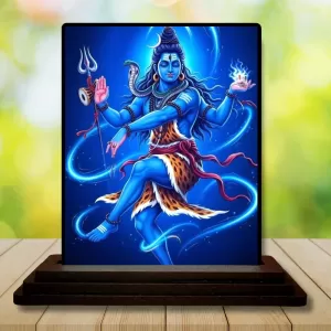 Car Dashboard Shiva Wooden Photo Stand  3x4 Inches, Compact & Stylish Spiritual Display For Car, Home & Office (Pack Of 1) (F49540)