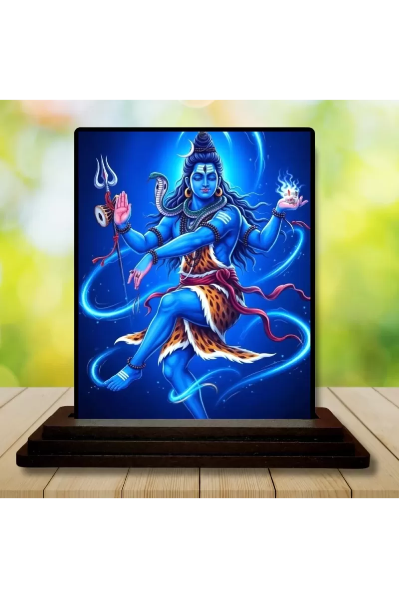Car Dashboard Shiva Wooden Photo Stand  3x4 Inches, Compact & Stylish Spiritual Display For Car, Home & Office (Pack Of 1) (F49540)