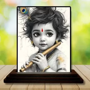 Car Dashboard Lord Krishna Wooden Photo Stand 3x4 Inches, Compact & Stylish Spiritual Display For Car, Home & Office (Pack Of 1) (F49541) Car Dashboard Lord Krishna Wooden Photo Stand 3x4 Inches, Compact & Stylish Spiritual Display For Car, Home & Office (Pack Of 1) (F49541)