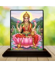 Car Dashboard Lakshmi Wooden Photo Stand  3x4 Inches, Compact & Stylish Spiritual Display For Car, Home & Office (Pack Of 1) (F49543)