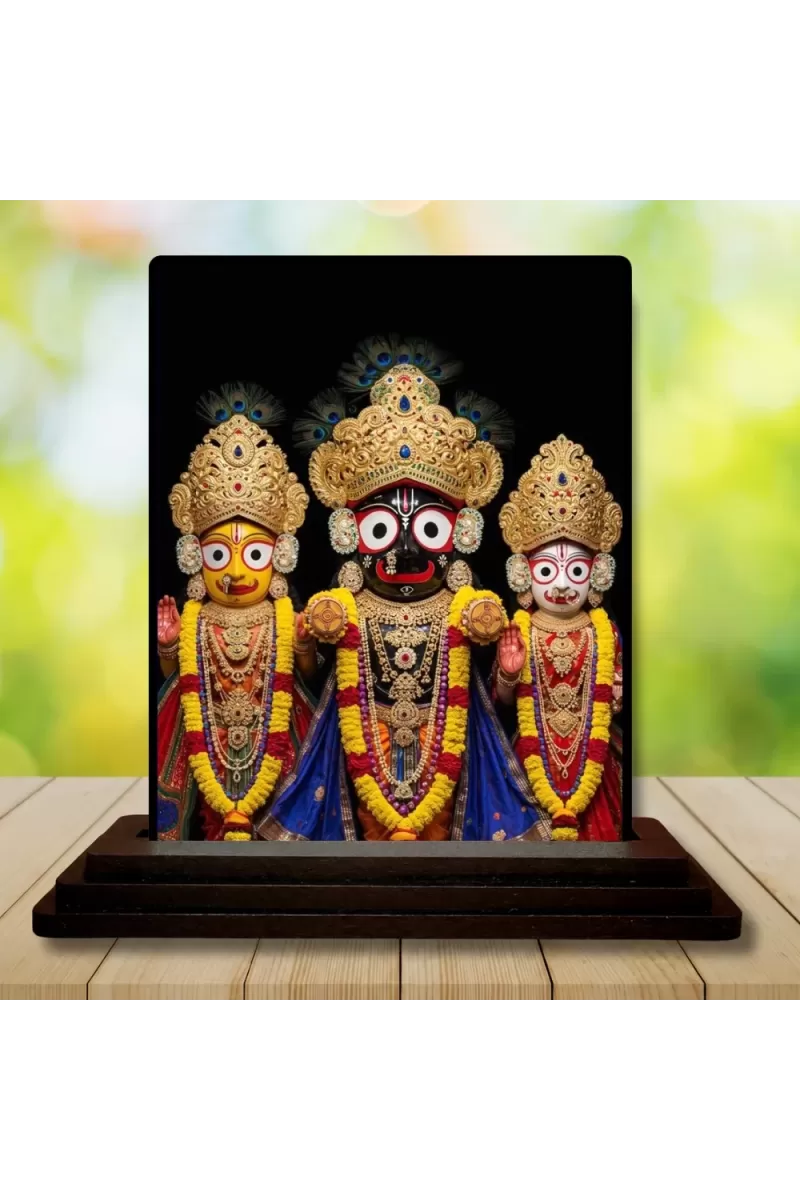 Car Dashboard Jagannatha Wooden Photo Stand  3x4 Inches, Compact & Stylish Spiritual Display For Car, Home & Office (Pack Of 1) (F49547)