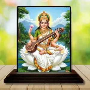 Car Dashboard Saraswati Wooden Photo Stand 3x4 Inches, Compact & Stylish Spiritual Display For Car, Home & Office (Pack Of 1) (F49551) Car Dashboard Saraswati Wooden Photo Stand 3x4 Inches, Compact & Stylish Spiritual Display For Car, Home & Office (Pack Of 1) (F49551)