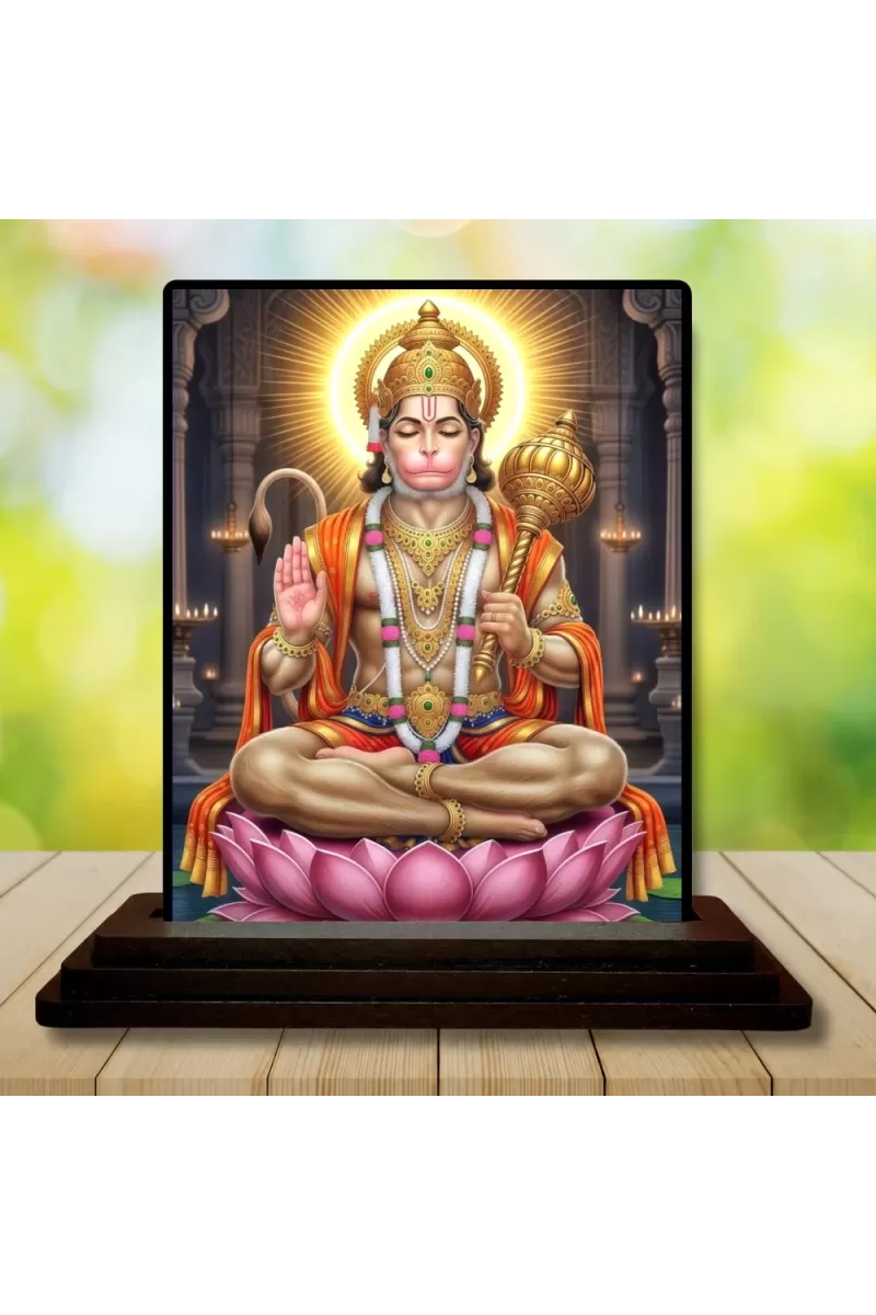 Car Dashboard Hanuman Wooden Photo Stand  3x4 Inches, Compact & Stylish Spiritual Display For Car, Home & Office (Pack Of 1) (F49554)