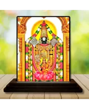 Car Dashboard Tirupati Balaji Wooden Photo Stand  3x4 Inches, Compact & Stylish Spiritual Display For Car, Home & Office (Pack Of 1) (F49557)
