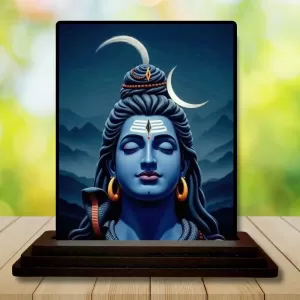 Car Dashboard Lord Shiva Wooden Photo Stand 3x4 Inches, Compact & Stylish Spiritual Display For Car, Home & Office (Pack Of 1) (F49561) Car Dashboard Lord Shiva Wooden Photo Stand 3x4 Inches, Compact & Stylish Spiritual Display For Car, Home & Office (Pack Of 1) (F49561)