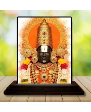 Car Dashboard Tirupati Balaji Wooden Photo Stand  3x4 Inches, Compact & Stylish Spiritual Display For Car, Home & Office (Pack Of 1) (F49562)