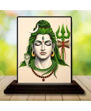 Car Dashboard Lord Shiva Wooden Photo Stand  3x4 Inches, Compact & Stylish Spiritual Display For Car, Home & Office (Pack Of 1) (F49563)