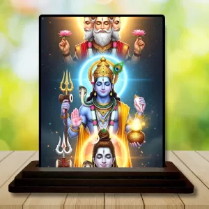 Car Dashboard Trimurti Wooden Photo Stand 3x4 Inches, Compact & Stylish Spiritual Display For Car, Home & Office (Pack Of 1) (F49566) Car Dashboard Trimurti Wooden Photo Stand 3x4 Inches, Compact & Stylish Spiritual Display For Car, Home & Office (Pack Of 1) (F49566)