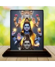 Car Dashboard Lord Brahma Lord Vishnu Lord Shiva Wooden Photo Stand  3x4 Inches, Compact & Stylish Spiritual Display For Car, Home & Office (Pack Of 1) (F49567)
