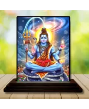 Car Dashboard Lord Shiva Wooden Photo Stand  3x4 Inches, Compact & Stylish Spiritual Display For Car, Home & Office (Pack Of 1) (F49582)