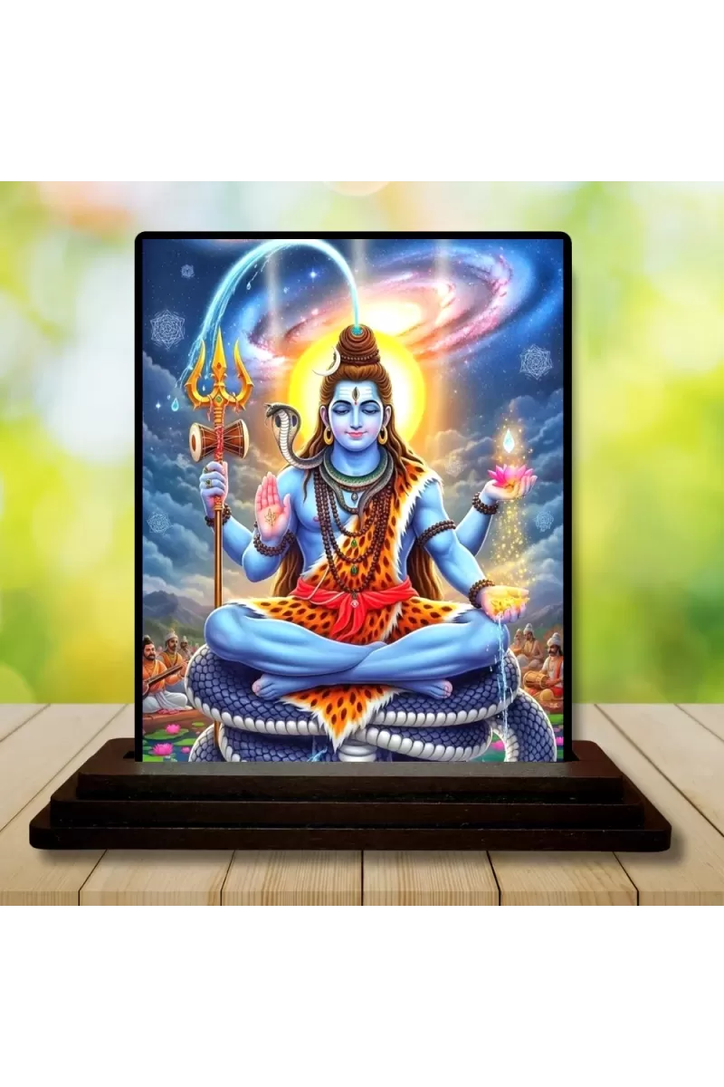 Car Dashboard Lord Shiva Wooden Photo Stand  3x4 Inches, Compact & Stylish Spiritual Display For Car, Home & Office (Pack Of 1) (F49582)