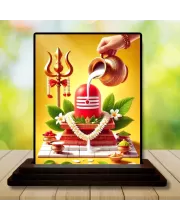 Car Dashboard Lord Shiva Wooden Photo Stand  3x4 Inches, Compact & Stylish Spiritual Display For Car, Home & Office (Pack Of 1) (F49583)