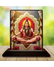 Car Dashboard Lord Shiva Wooden Photo Stand  3x4 Inches, Compact & Stylish Spiritual Display For Car, Home & Office (Pack Of 1) (F49584)