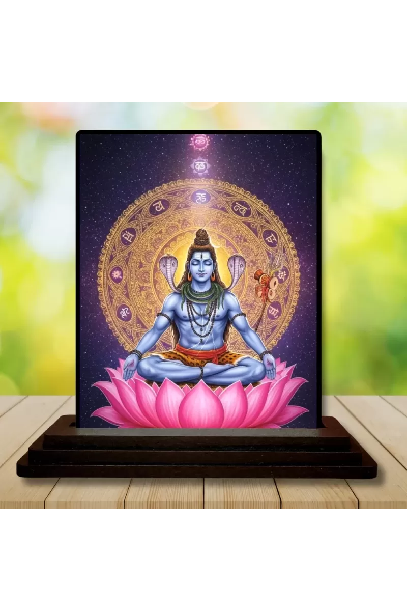 Car Dashboard Lord Shiva Wooden Photo Stand  3x4 Inches, Compact & Stylish Spiritual Display For Car, Home & Office (Pack Of 1) (F49585)