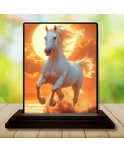 Car Dashboard Running Horse Wooden Photo Stand  3x4 Inches, Compact & Stylish Spiritual Display For Car, Home & Office (Pack Of 1) (F49587)