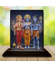 Car Dashboard Lord Lord Brahma, Lord Vishnu, Lord Shiva Wooden Photo Stand  3x4 Inches, Compact & Stylish Spiritual Display For Car, Home & Office (Pack Of 1) (F49589)