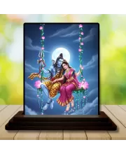 Car Dashboard Lord Shiva Wooden Photo Stand  3x4 Inches, Compact & Stylish Spiritual Display For Car, Home & Office (Pack Of 1) (F49592)