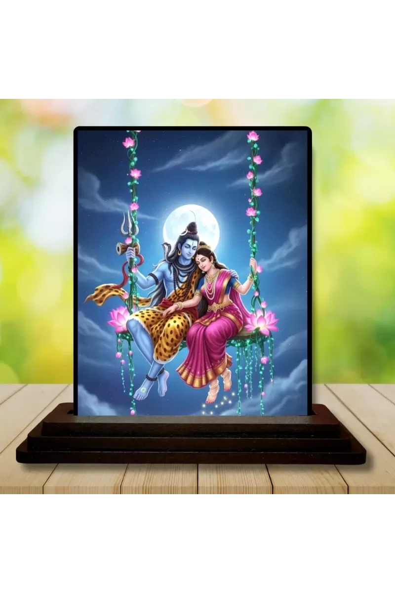 Car Dashboard Lord Shiva Wooden Photo Stand  3x4 Inches, Compact & Stylish Spiritual Display For Car, Home & Office (Pack Of 1) (F49592)