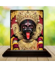 Car Dashboard Goddess Kali Wooden Photo Stand  3x4 Inches, Compact & Stylish Spiritual Display For Car, Home & Office (Pack Of 1) (F49594)