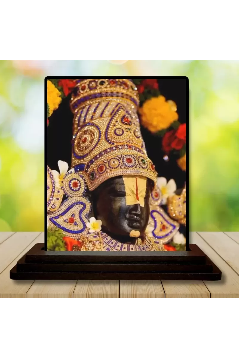 Car Dashboard Lord Krishna Wooden Photo Stand  3x4 Inches, Compact & Stylish Spiritual Display For Car, Home & Office (Pack Of 1) (F49597)