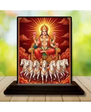 Car Dashboard Surya Wooden Photo Stand  3x4 Inches, Compact & Stylish Spiritual Display For Car, Home & Office (Pack Of 1) (F49598)